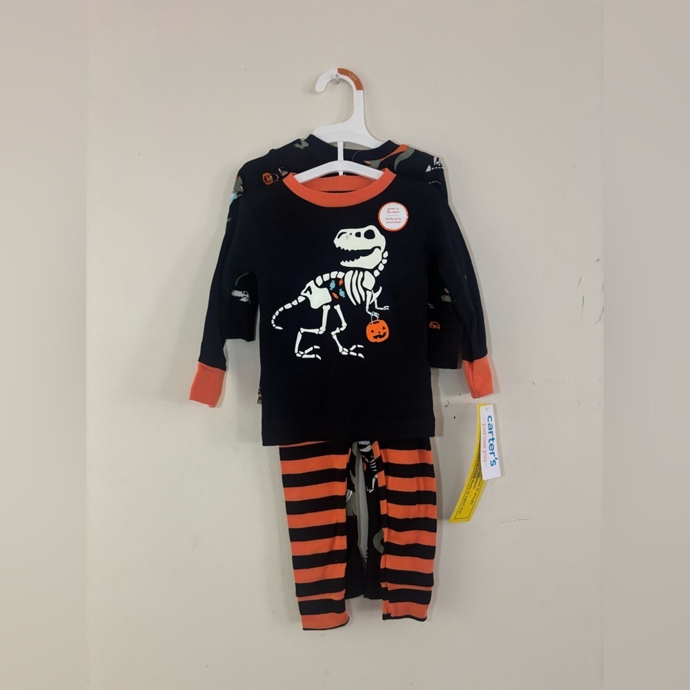 NEW! Carter's Toddler Long Sleeve 4pc Halloween Dino Pajama Set Size 2-T Months